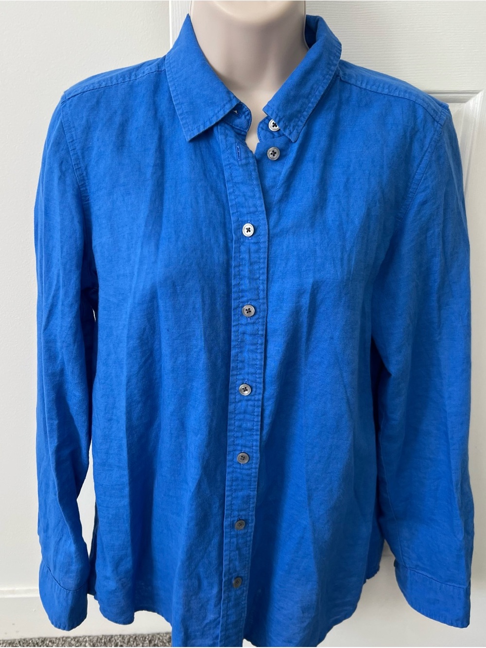 J. Crew linen button down blue shirt sz XS Collegiate